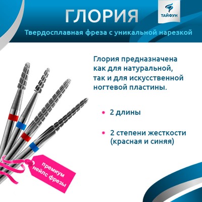 Твердосплавная фреза Глория 18005 (конус закругленный), средняя синяя (Казань) Твердосплавная фреза Глория 18005 (конус закругленный), средняя синяя (Казань)