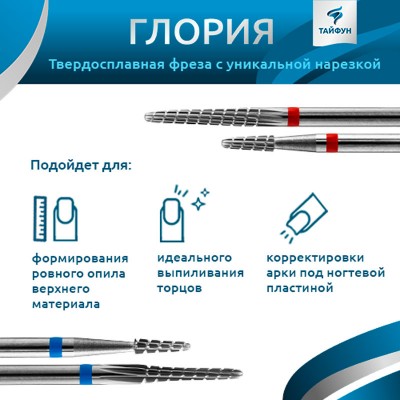 Твердосплавная фреза Глория 18005 (конус закругленный), средняя синяя (Казань) Твердосплавная фреза Глория 18005 (конус закругленный), средняя синяя (Казань)