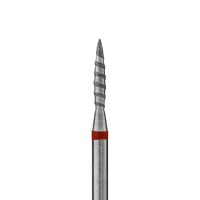 Алмазная фреза (пламя острое торнадо), D1,8, L100, мягкая, 856.104.243.100.018Т красная (Казань, "Кристалл")
