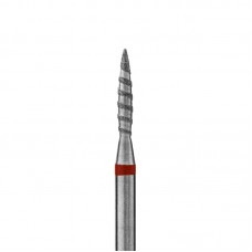 Алмазная фреза (пламя острое торнадо), D1,8, L100, мягкая, 856.104.243.100.018Т красная (Казань, "Кристалл")