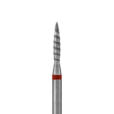 Алмазная фреза (пламя острое торнадо), D1,8, L100, мягкая, 856.104.243.100.018Т красная (Казань, "Кристалл") Алмазная фреза (пламя острое торнадо), D1,8, L100, мягкая, 856.104.243.100.018Т красная (Казань, "Кристалл")